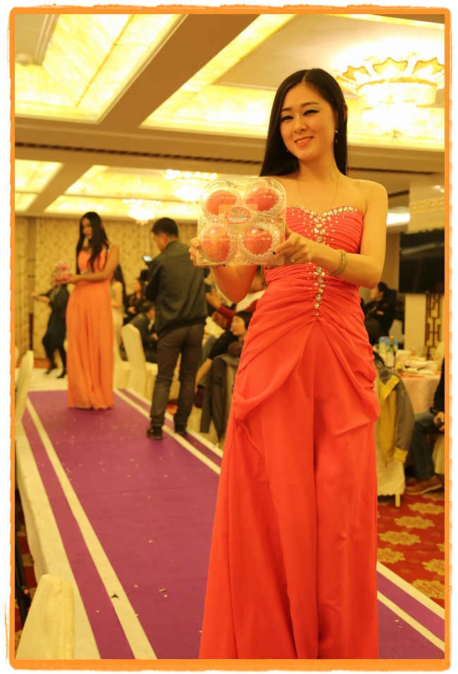 甘肅平涼：妙齡妹子表演T臺秀 不秀身材秀“金果”（圖）